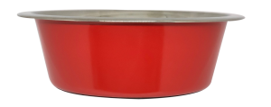 קערת מזון העשויה נירוסטה בצבע אדום עם גומיות בתחתית למניעת החלקה 0.90 ליטר
