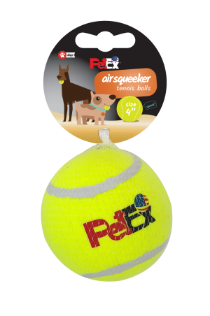 פטקס כדור טניס מצפצף לכלב במארז רשת בגודל 4 אינץ׳ (10.16 ס״מ)