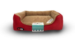פטקס – מיטה אורטופדית לכלב בצבע חום ואדום במידה 90x70x8 ס”מ