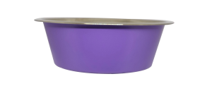 קערת מזון העשויה נירוסטה בצבע סגול עם גומיות בתחתית למניעת החלקה 1.80 ליטר
