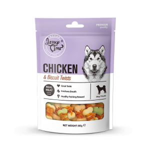 גרקי טיים – מזון מלא לכלבים – עוף עם ביסקוויט -משקל 80 גרם