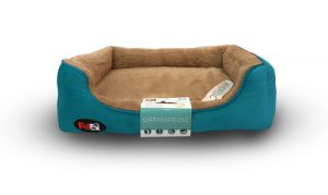 פטקס – מיטה אורטופדית לכלב בצבע חום וכחול במידה 90x70x8 ס”מ
