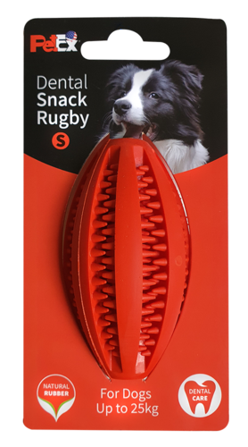 כדור רוגבי דנטלי לכלב עשוי גומי טבעי וחזק באורך 9 ס״מ ER003 מידה S